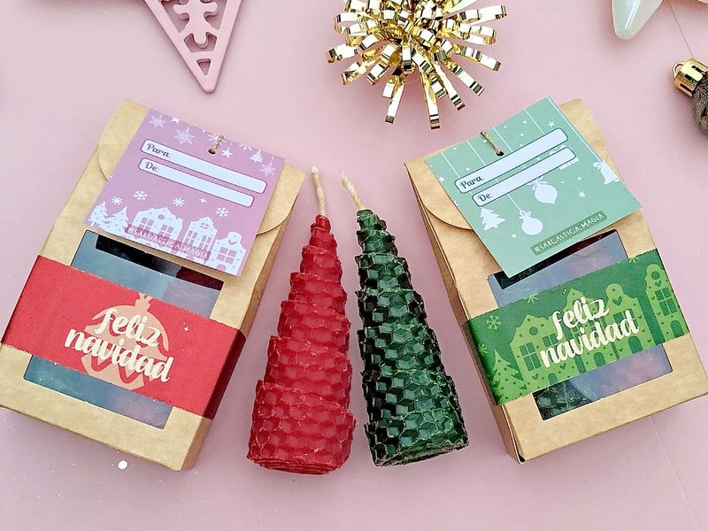 Velitas de miel navideñas x2 (verde/rojo)