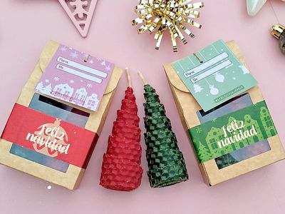 Velitas de miel navideñas x2 (verde/rojo)