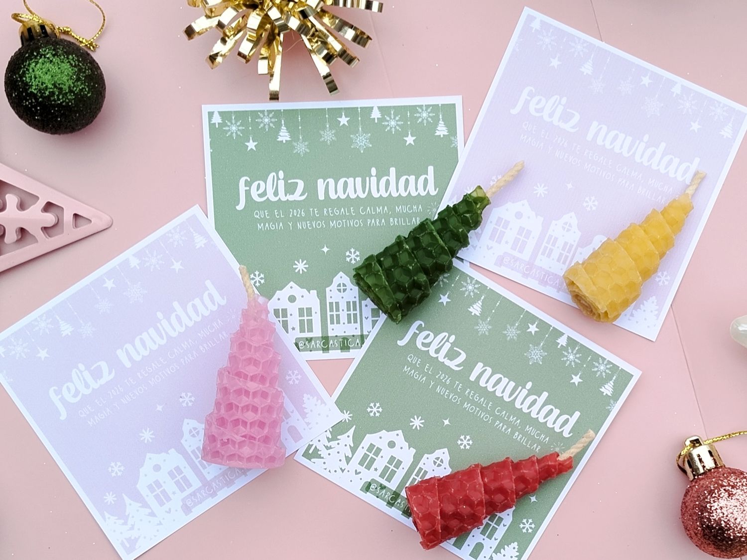 Micro velitas de miel navideñas x5un