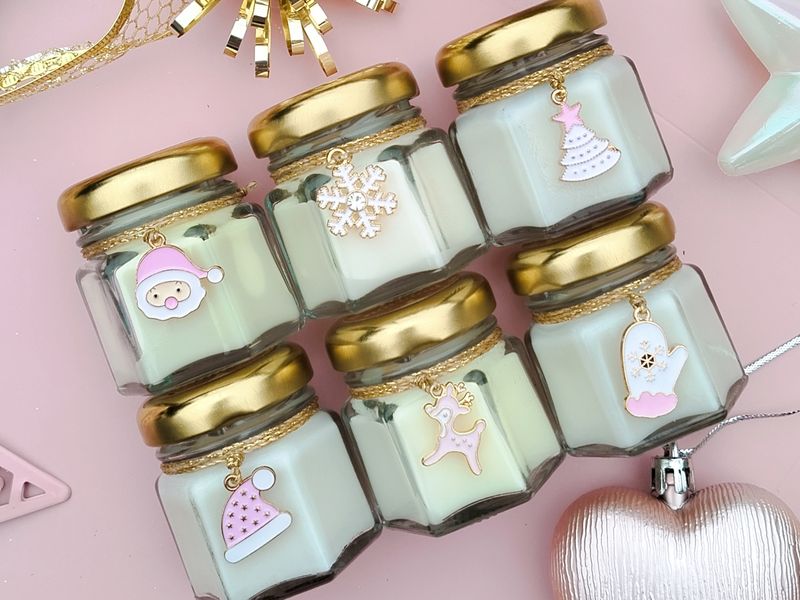 Velitas de soja Navidad rosa x5