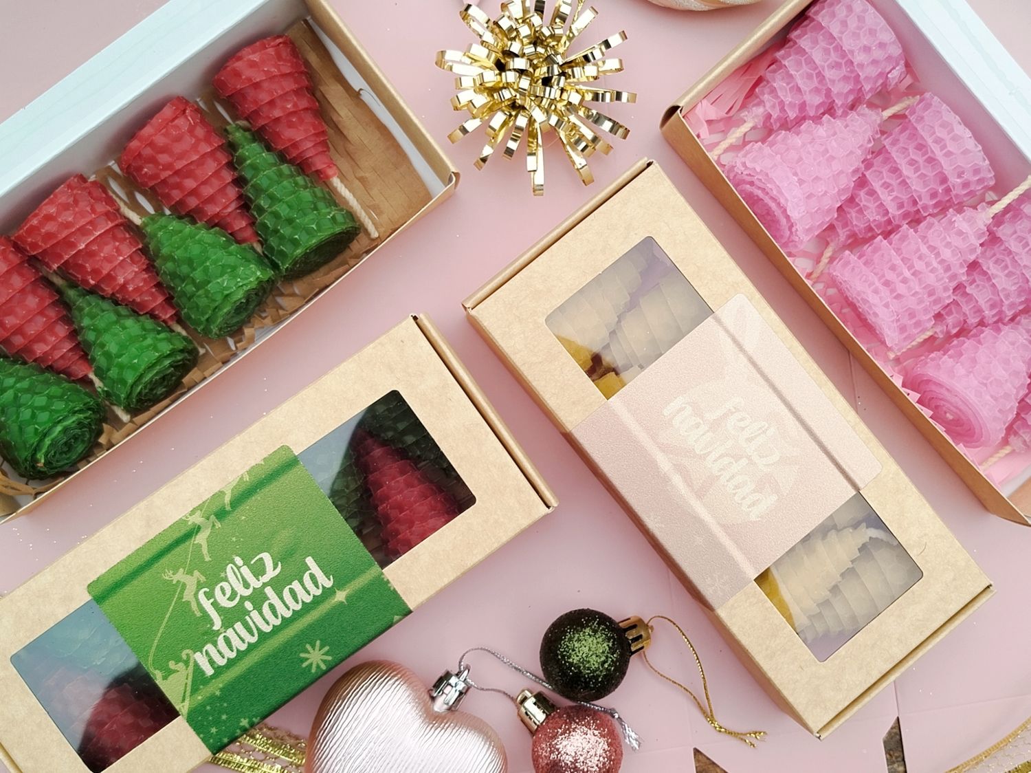 Velitas de miel navideñas x8