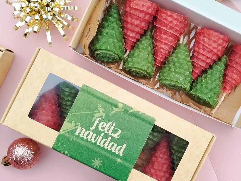 Velitas de miel navideñas x8 (rojo/verde)
