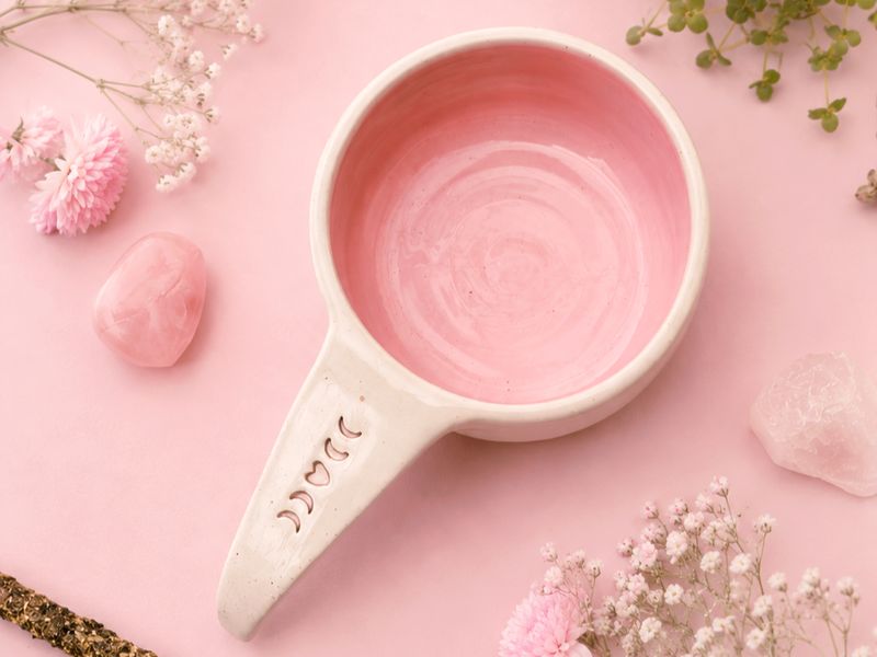 Cuenco para sahumar con mango rosa