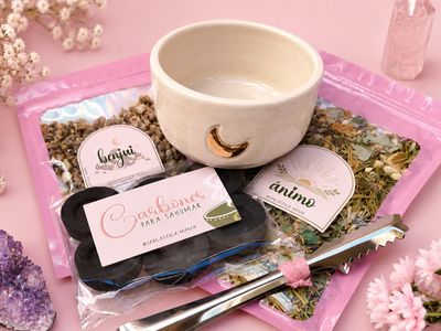 Kit para sahumar cuenco luna oro