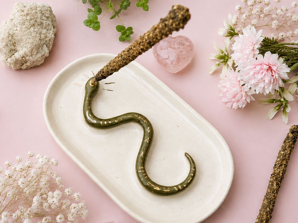 Bandejita serpiente verde y oro