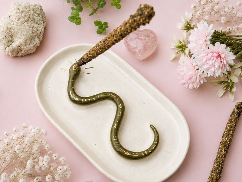 Bandejita serpiente verde y oro