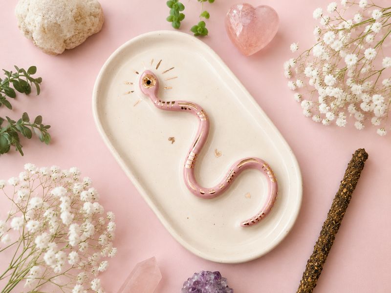 Bandejita serpiente rosa y oro PREVENTA