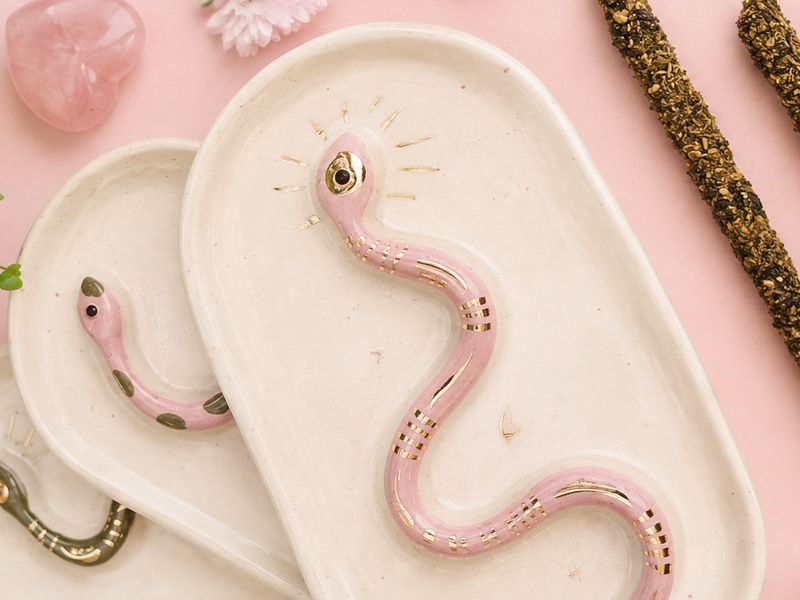 Bandejita serpiente rosa y oro PREVENTA