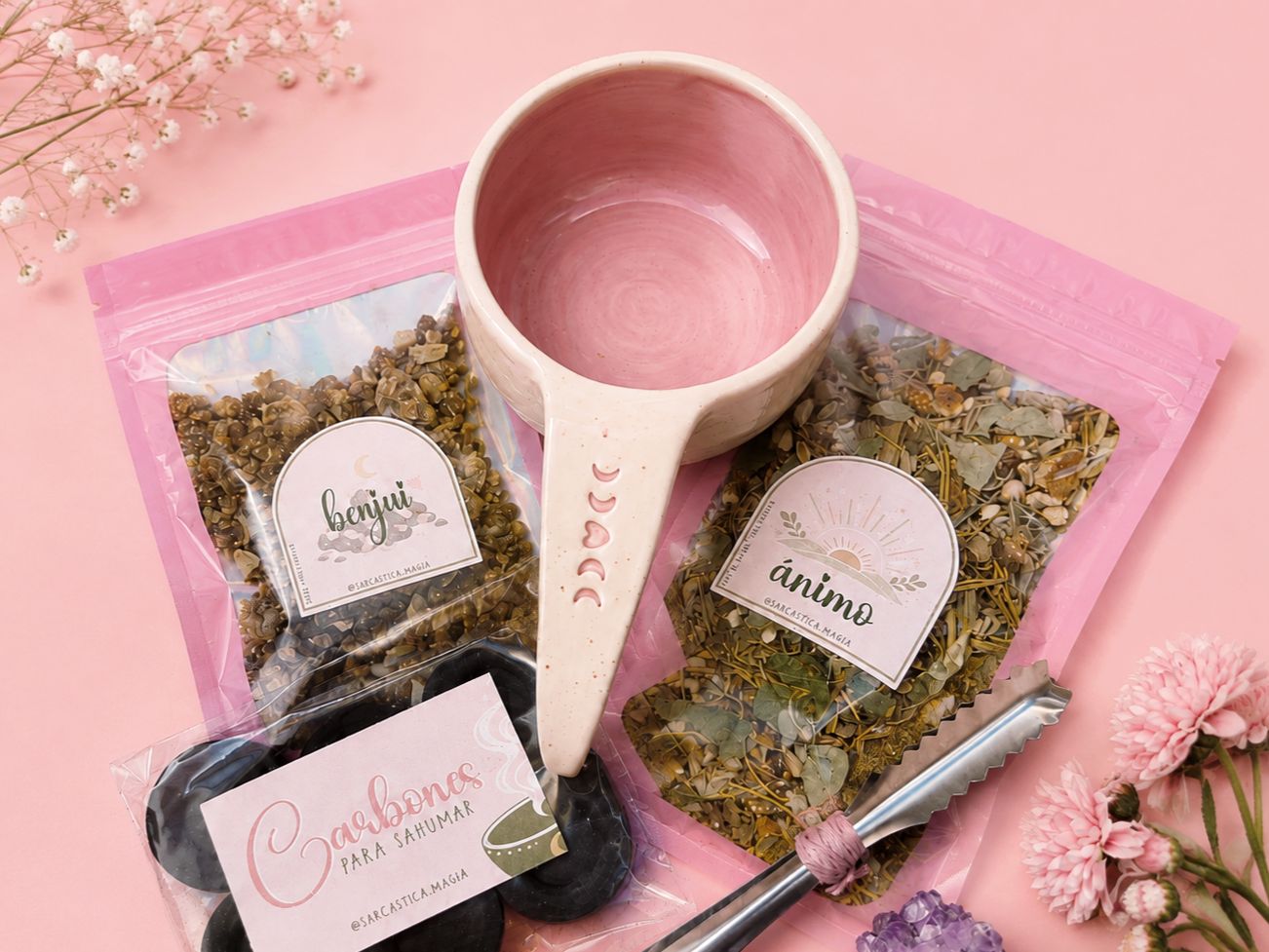 Kit para sahumar cuenco mango rosa