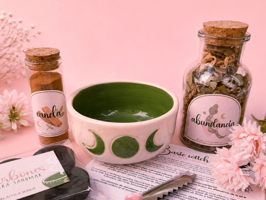 Kit para sahumar cuenco triple diosa verde