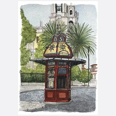 Pintura Antigo Quiosque “O Século” de Luísa Petiz