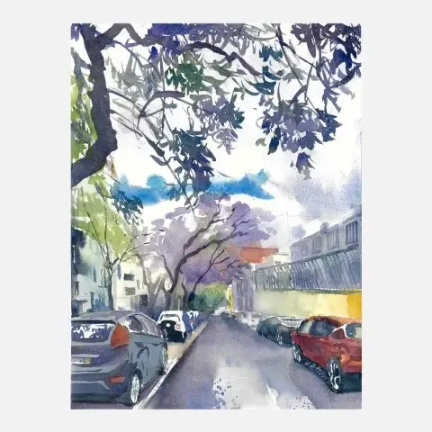 Pintura Jacarandás de Lisboa de Jolanta Rikveile Mourinha Pintura Jacarandás de Lisboa de Jolanta Rikveile Mourinha