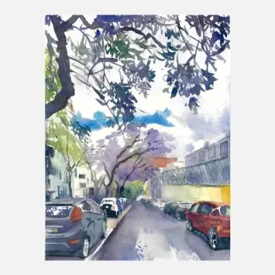 Pintura Jacarandás de Lisboa de Jolanta Rikveile Mourinha