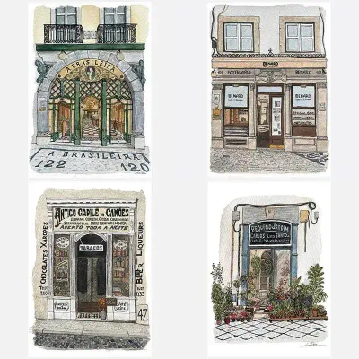 Set de 4 Postais Lojas Históricas de Lisboa - Chiado