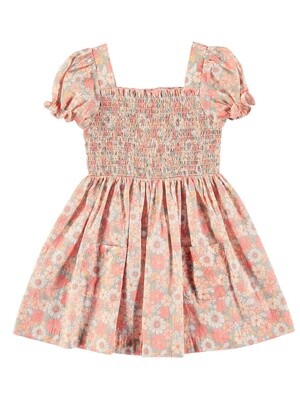 Tocoto Vintage | Girls Floral Honeycomb Dress