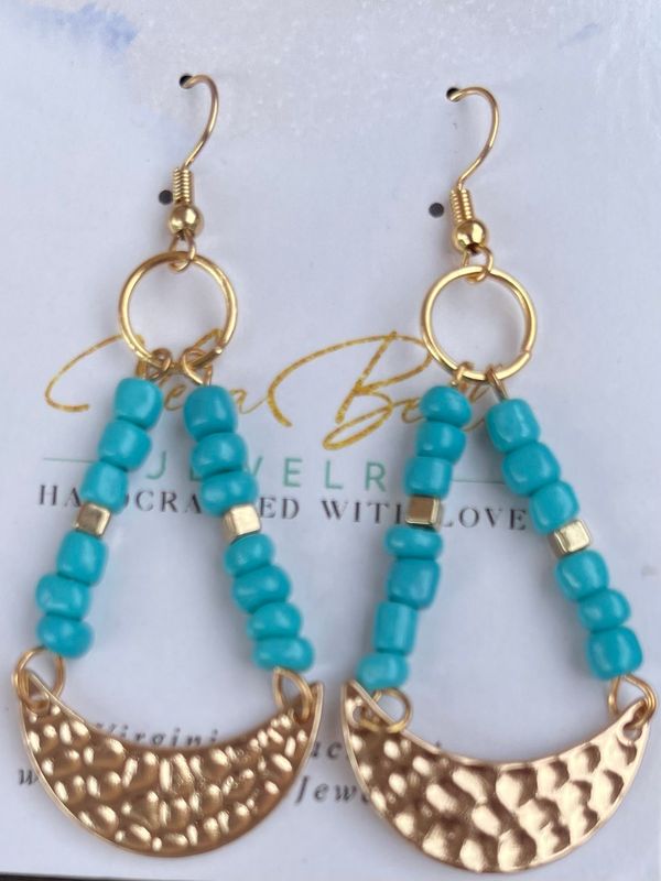 Turquoise Half-Moon Gleam dangle Earrings