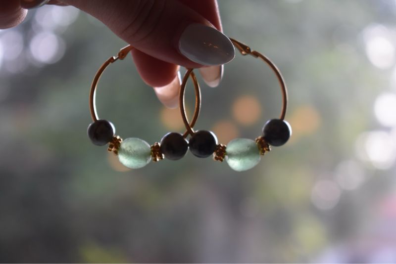 African Turquoise Hoop Earrings