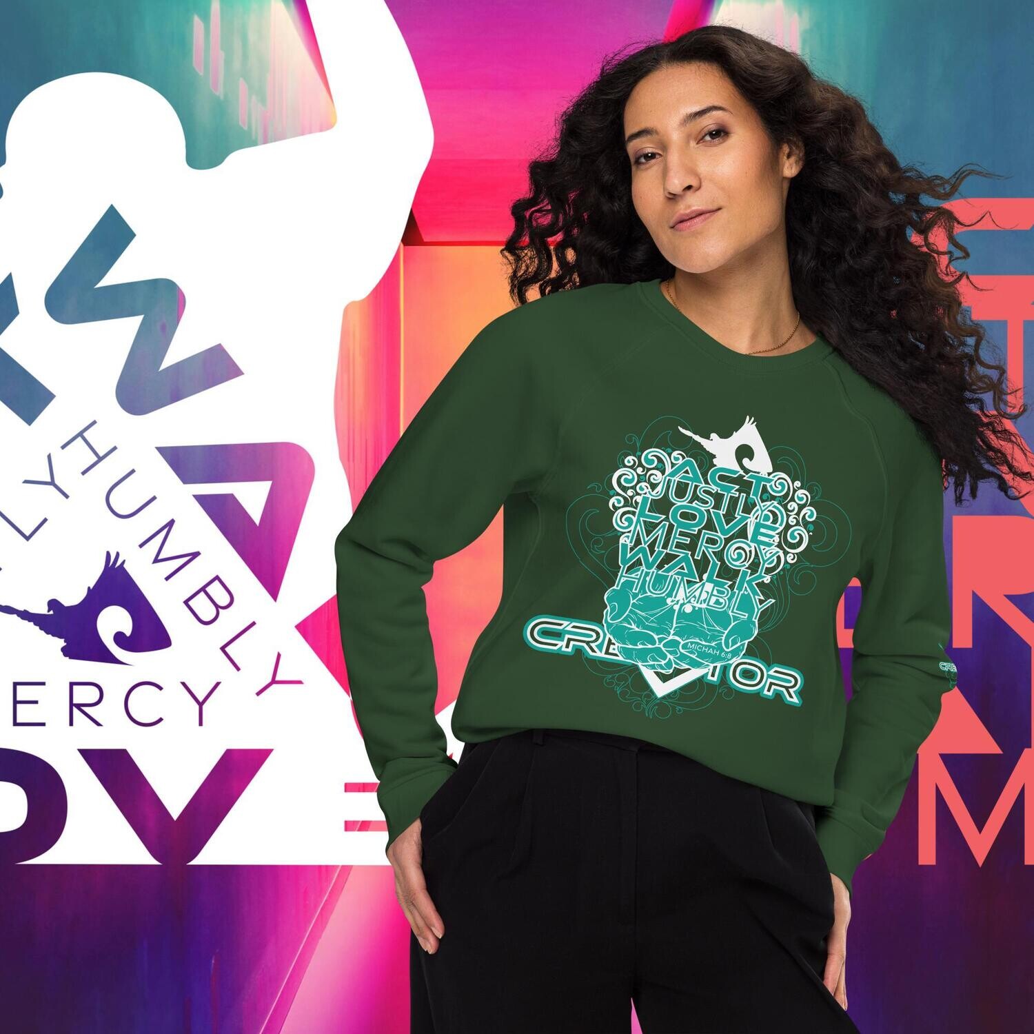Act Love Walk | Unisex organic raglan sweatshirt