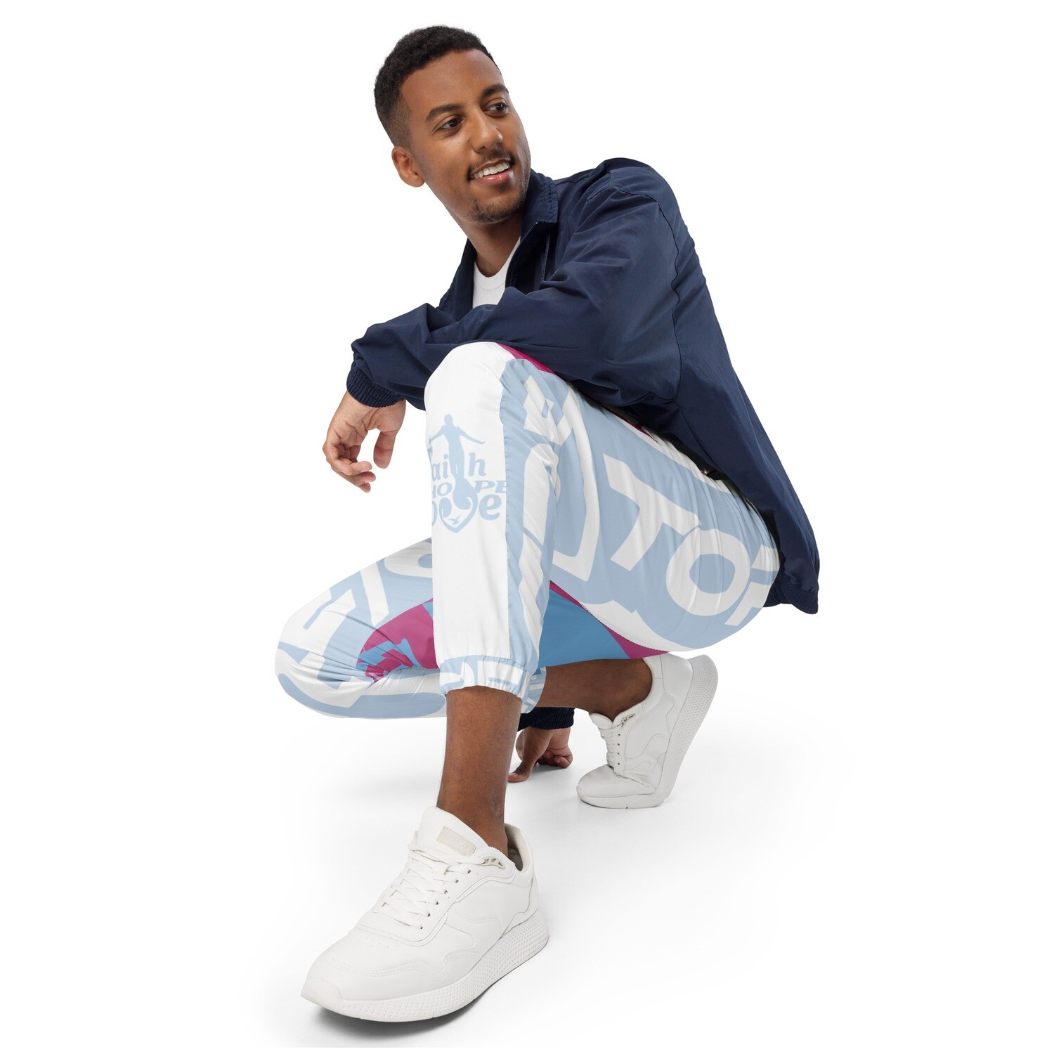 Faith Hope Love | Behold Blue - Pink Blast | Unisex track pants 