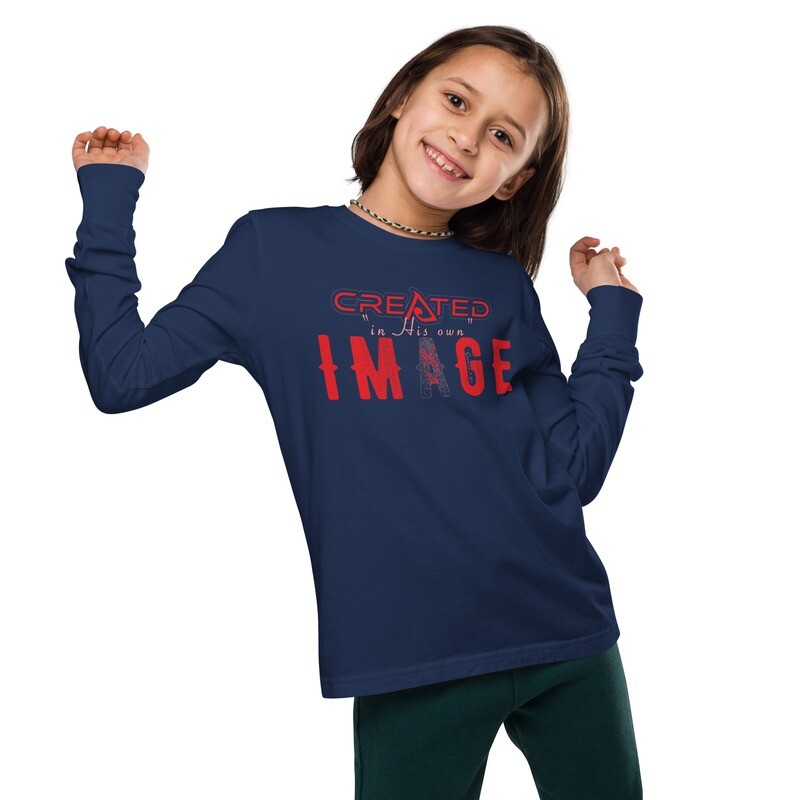 Created | In His Image | Youth long sleeve tee
