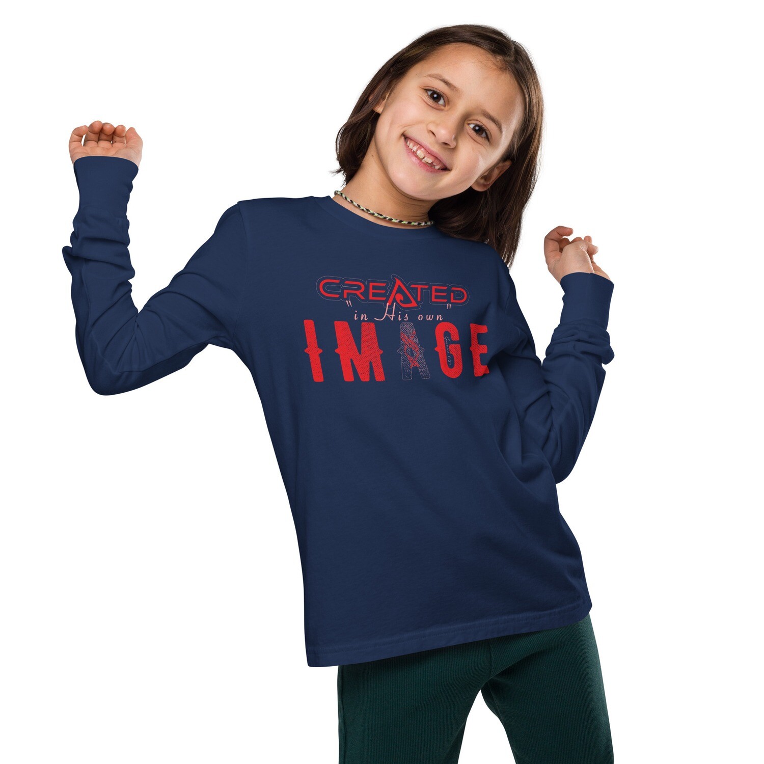 Created | In His Image | Youth long sleeve tee