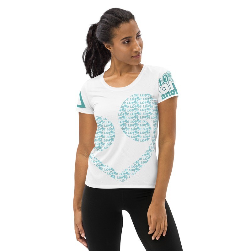 Love One Another | Heart | All-Over Print Women&#39;s Athletic T-shirt 