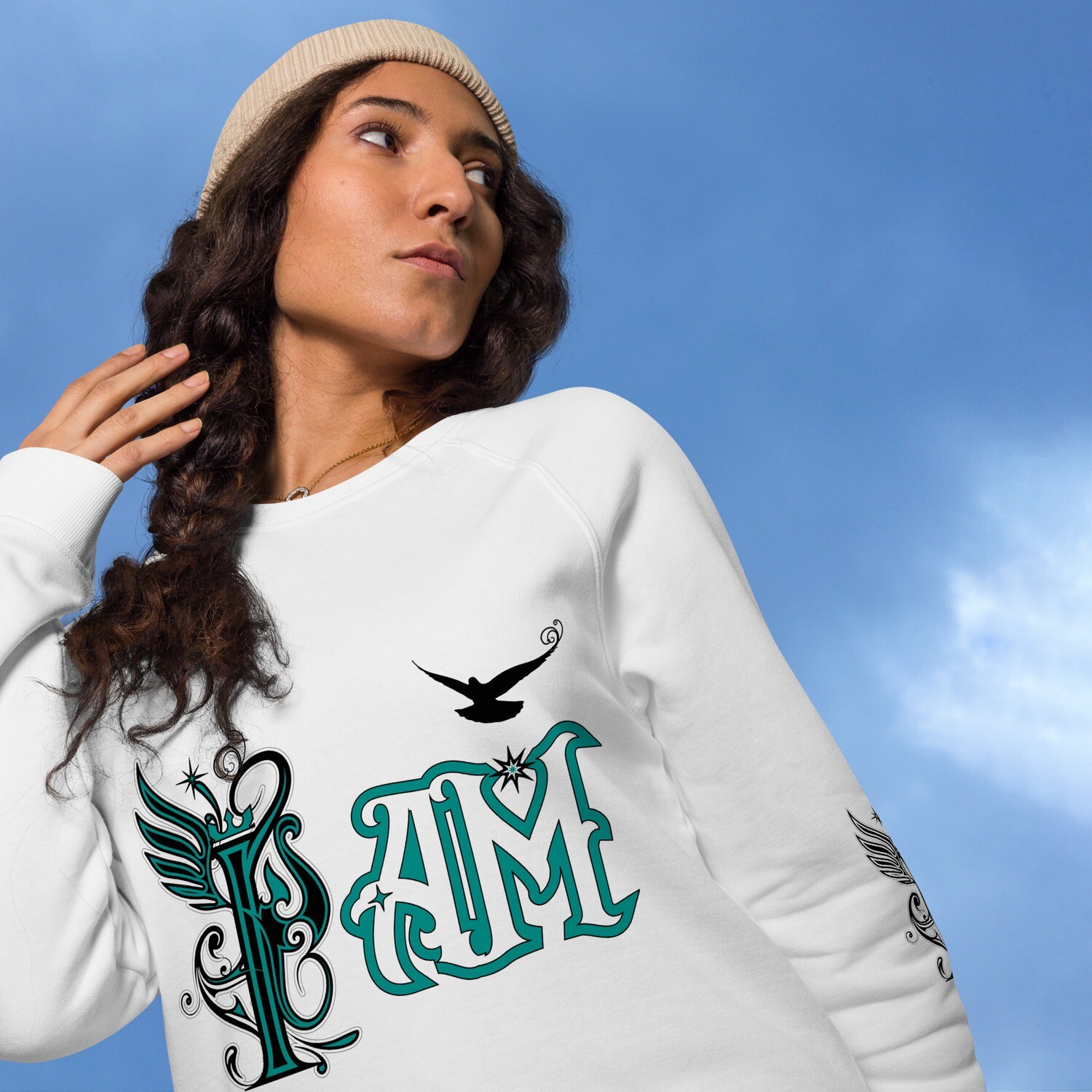 I AM | Creator Light | Unisex organic raglan sweatshirt