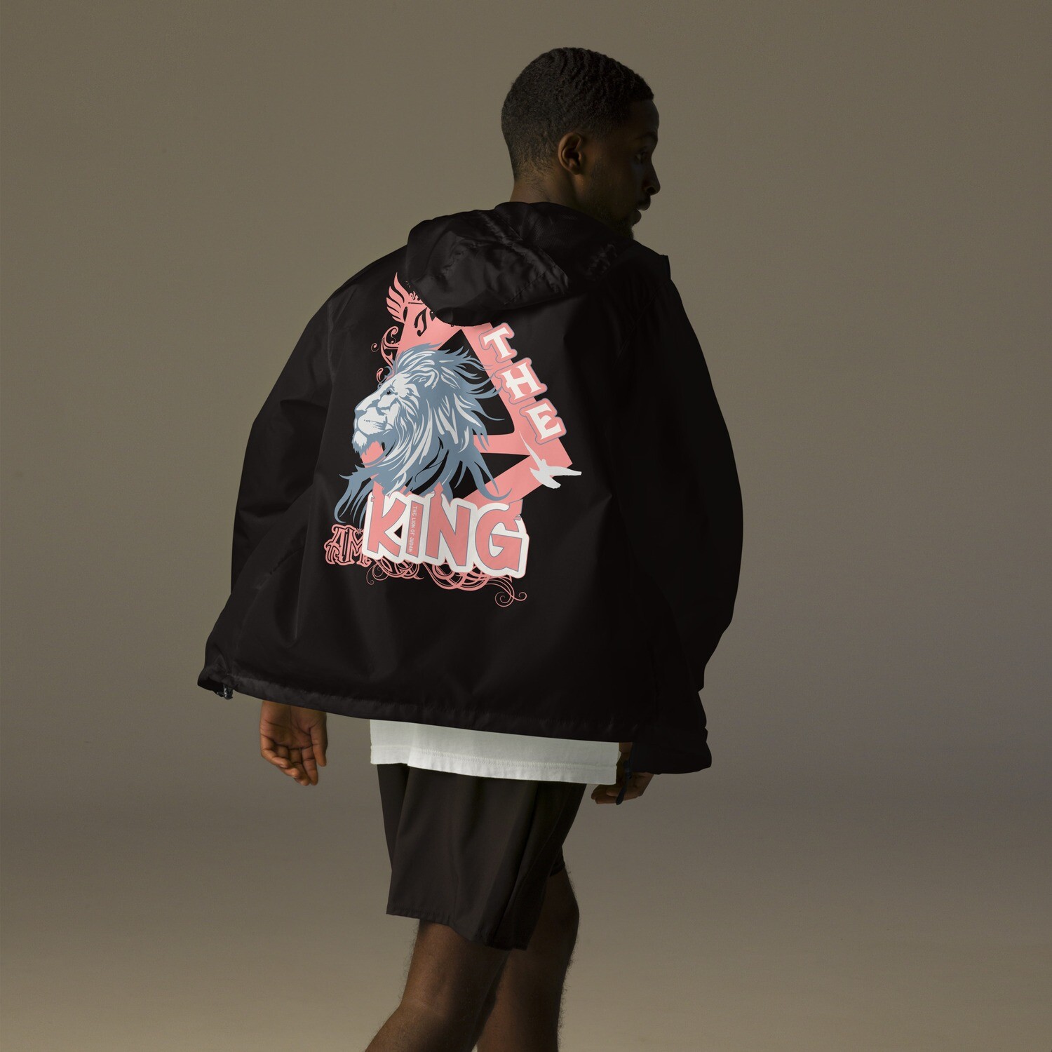 I AM | The King | DTF | Unisex lightweight zip up windbreaker 