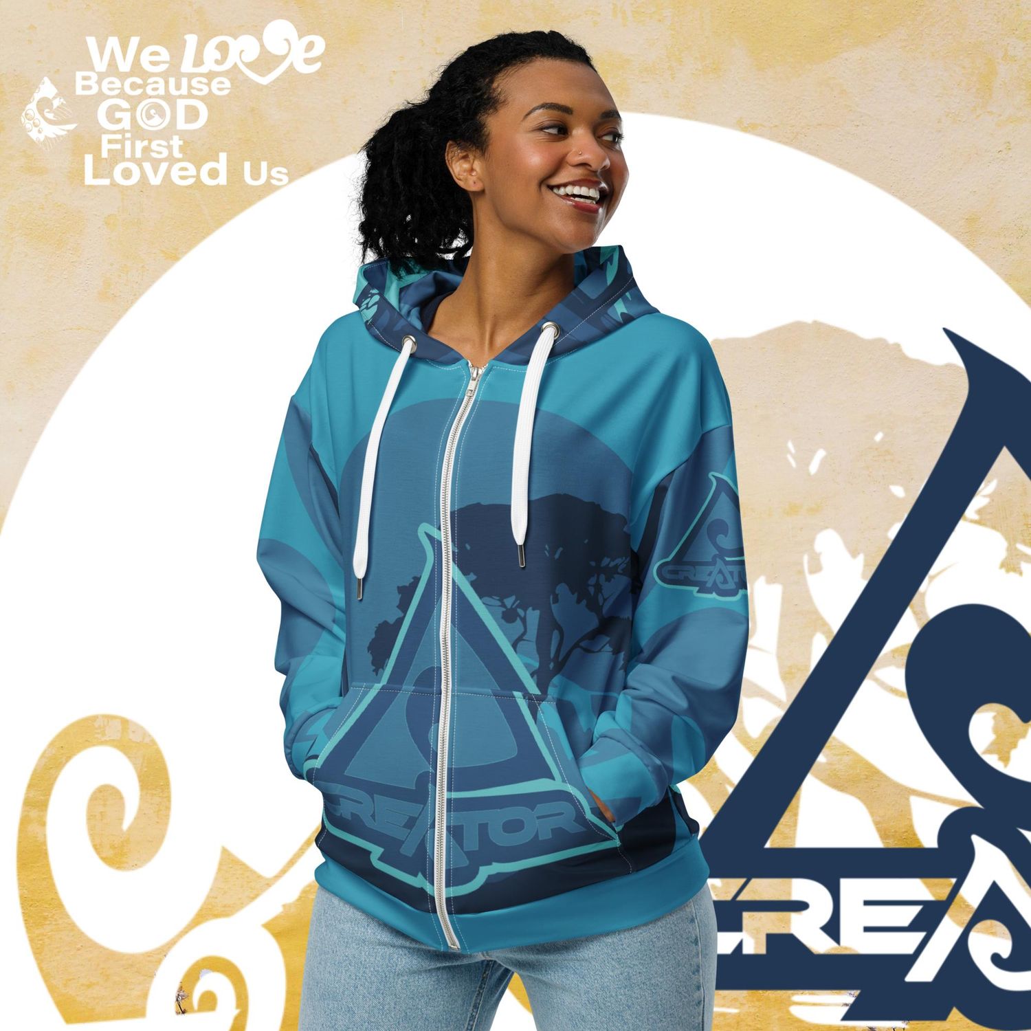 Retro Logo | Back Country | Blue Unisex zip hoodie