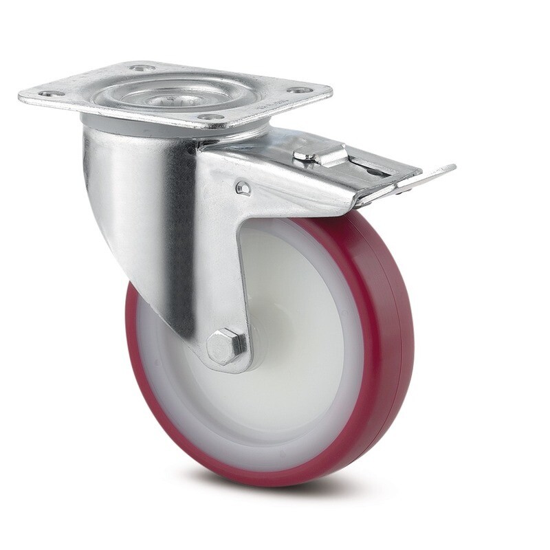 Lenkrolle mit Totalfeststeller 3477UAR080P62 red Lenkrolle mit Totalfeststeller 3477UAR080P62 red