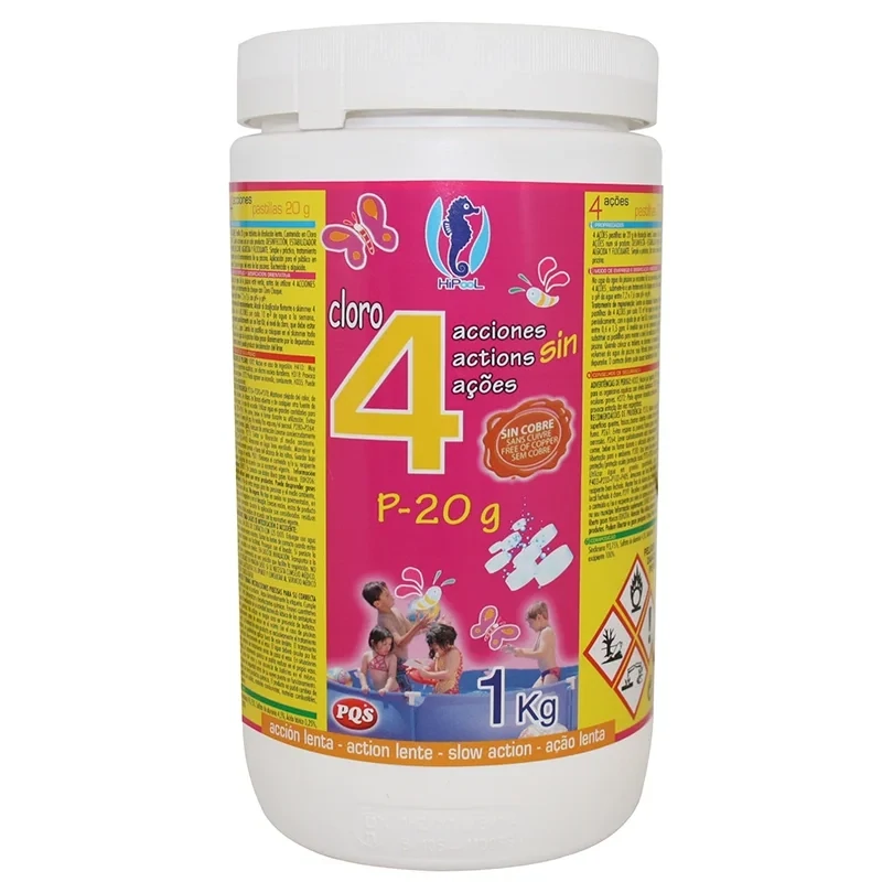 Cloro 4 acciones 1kg Pastillas de 20gr