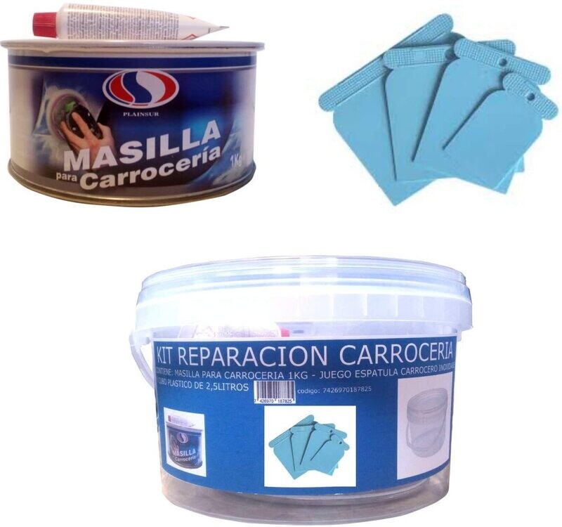 Kit Profesional de Masilla y Herramientas para Reparaciones de Carrocería