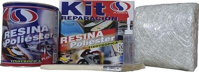 Kit de Reparación Profesional: Resina de Poliéster Y Fibra de Vidrio 1 kg