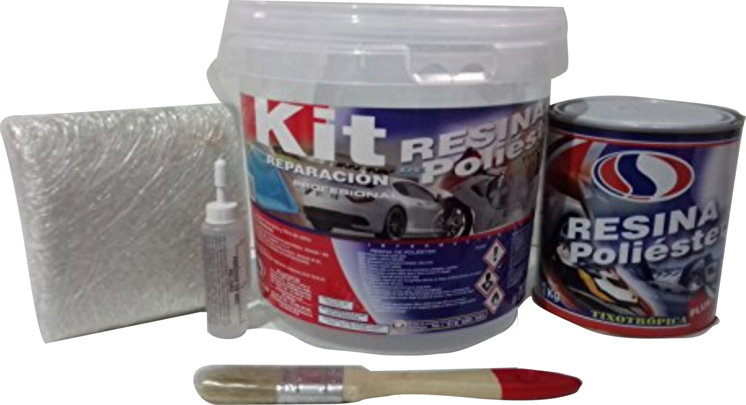 Kit de Reparación Profesional: Resina de Poliéster, Fibra de Vidrio Y Cubo 1 kg