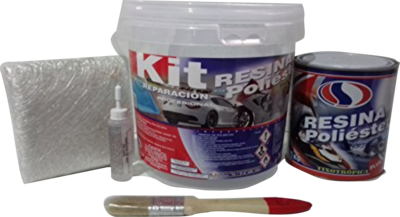 Kit de Reparación Profesional: Resina de Poliéster, Fibra de Vidrio Y Cubo 1 kg