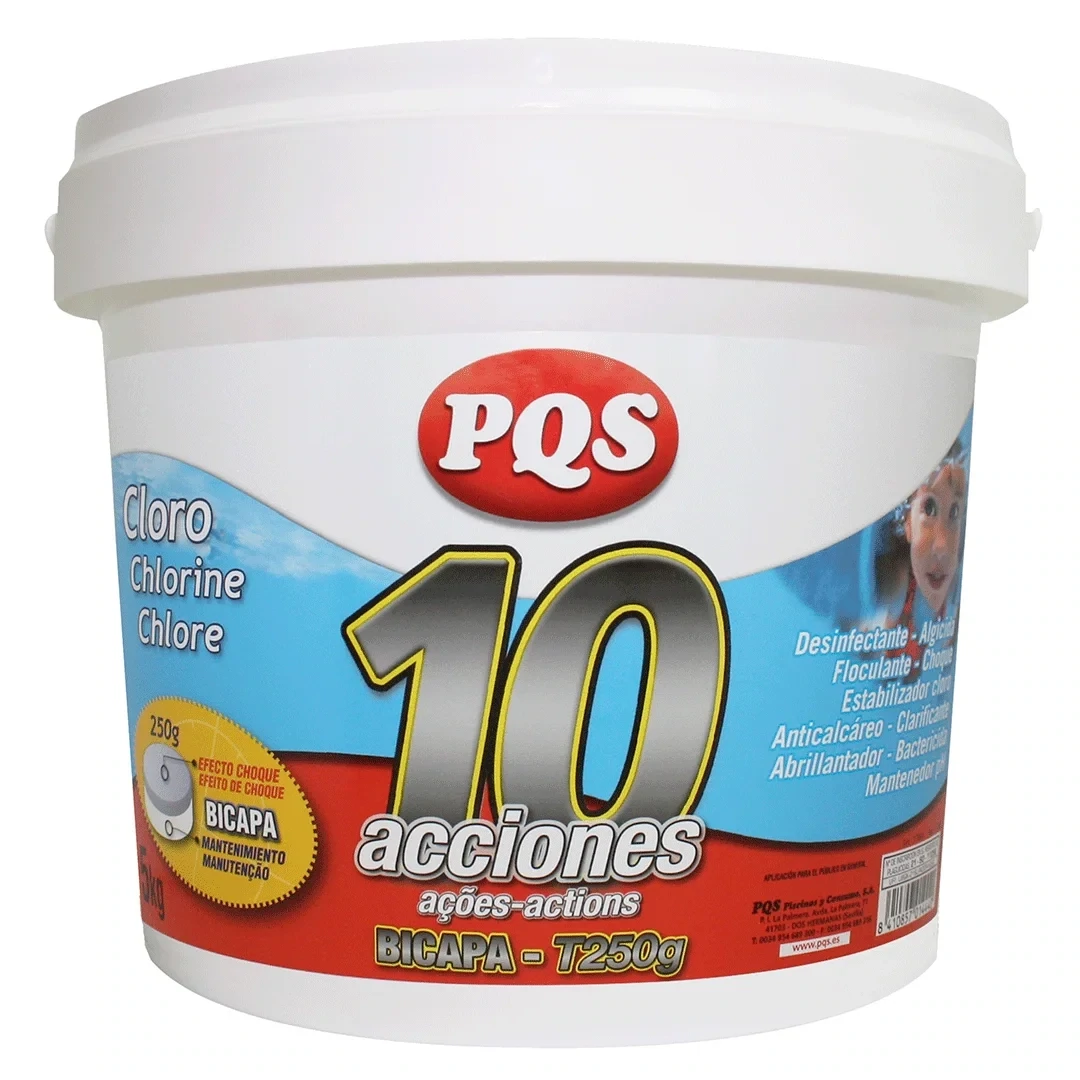 Cloro en Pastillas de 5kg con 10 Acciones - Pastillas Bicapa de 250gr