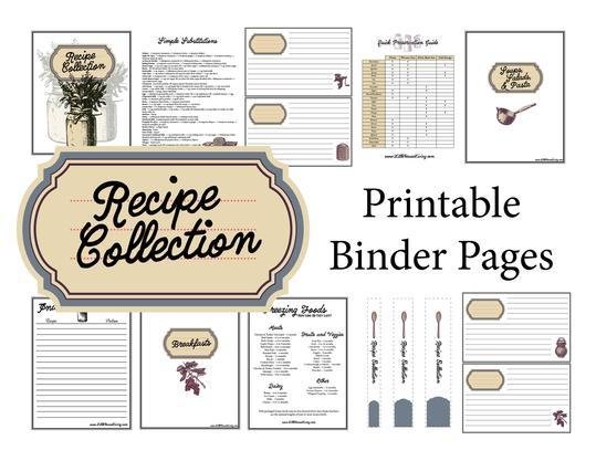 Blue Recipe Binder Pages (Instant Download)