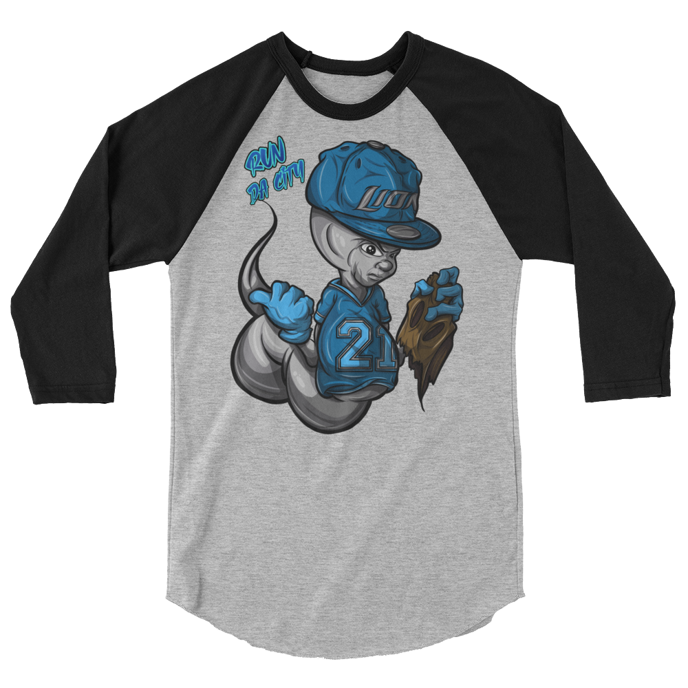 Detroit Lions Custom Designer 3/4 sleeve raglan shirt by Artisans