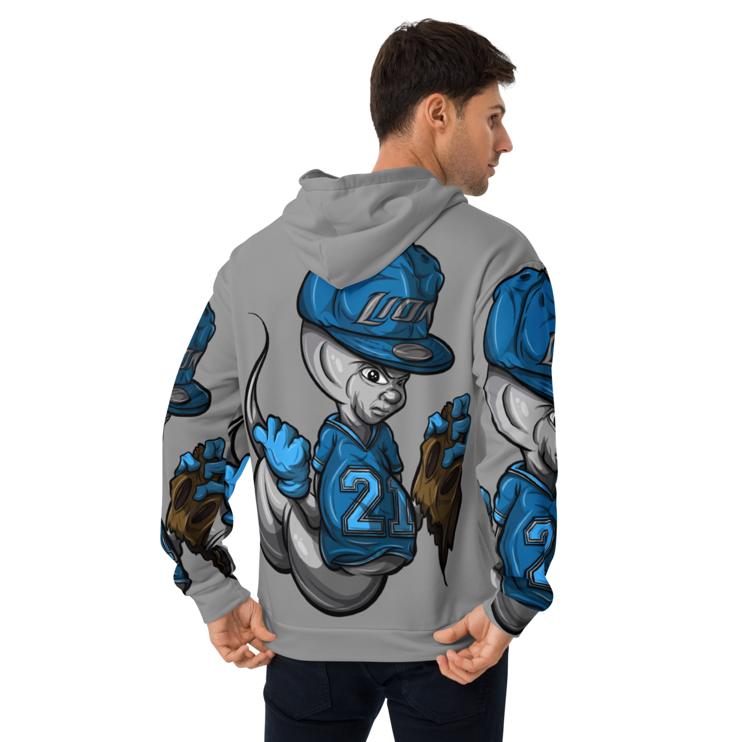 Grey Detroit Lions Custom Designer Unisex Hoodie by Artisans