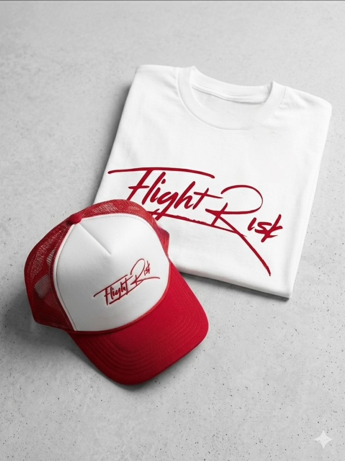 FlightRisk Street Wear – 2-Piece Signature Set (Crisp White / Fire Red Logo)