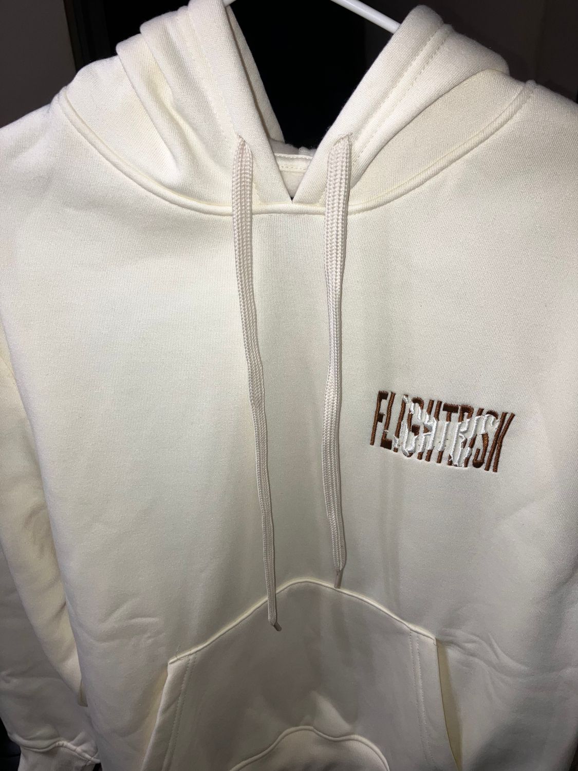 FlightRisk Street Wear Puffed Airplane Hoodie Cream / Brown &amp; Cream Logo