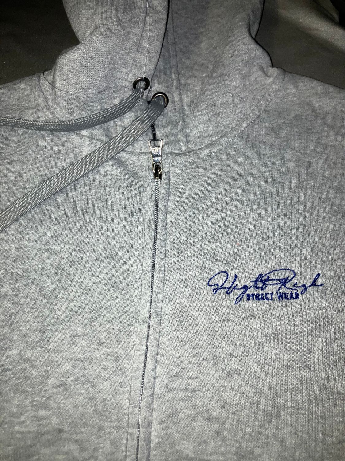 FlightRisk Street Wear Signature Hancock Hoodie Grey / Royal Blue Embroidered Logo