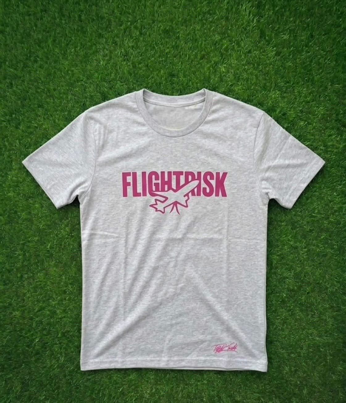 Flight Risk "Aviator" Logo Tee Light Ashed Gray /Pink