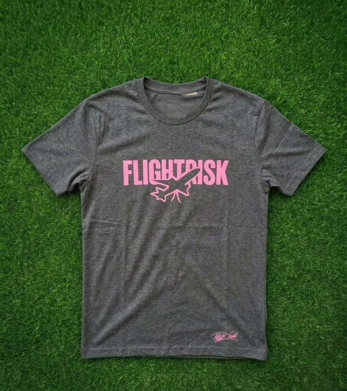 FlightRisk Aviator logo Tshirt Dark Gray/Pink