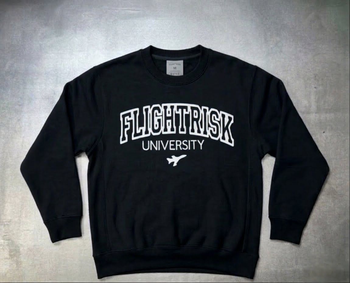 FlightRisk University Black/White Crew Neck Sweater
