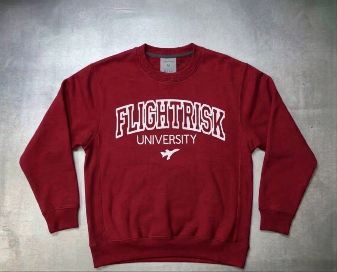 FlightRisk University Red/White Crew Neck Sweater