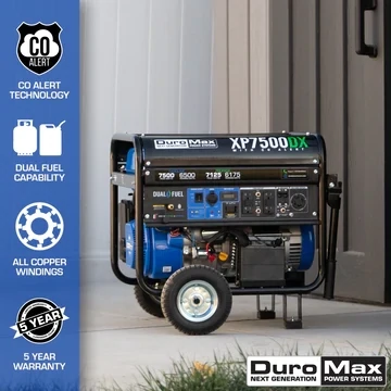 7,500 Watt Dual Fuel Portable Generator w/ CO Alert