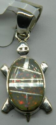 Opal Inlaid Turtle Pendant