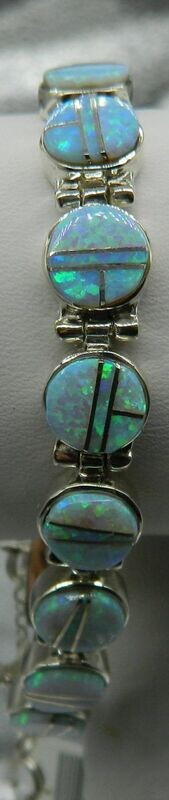 Turq Opal Inlaid Round Link Br