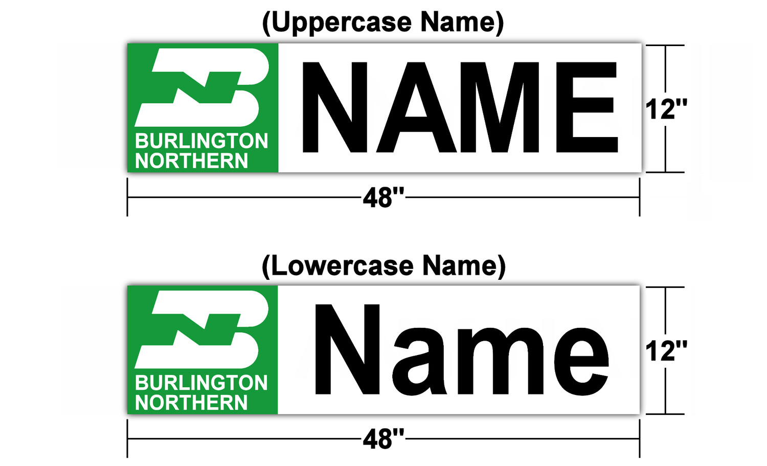 Burlington Northern Station Sign 48&quot; x 12&quot; (Customizable)